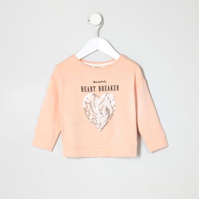 Mini girls peach heartbreaker sequin jumper